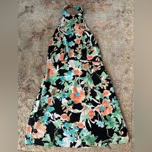 Kimchi Blue Floral Halter Mini Dress - Black, Green, Orange